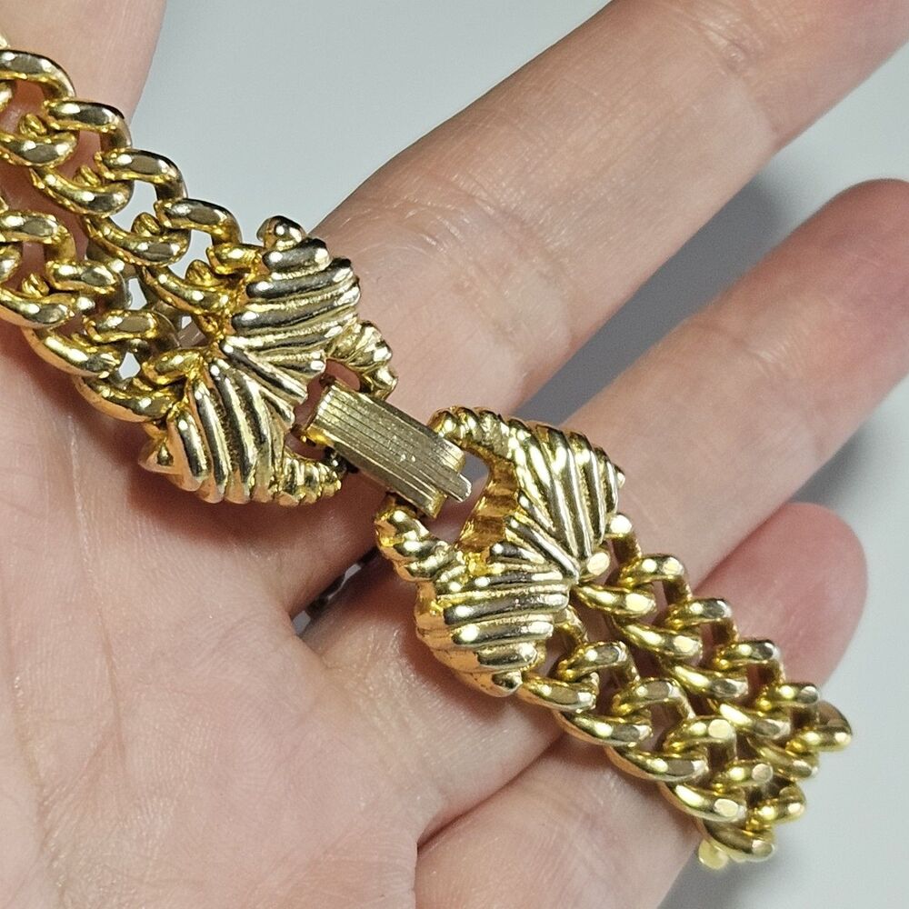 Vintage Goldette NY Gold Tone bracelet 6.75” Chunky Chain Layered - Picture 5 of 16